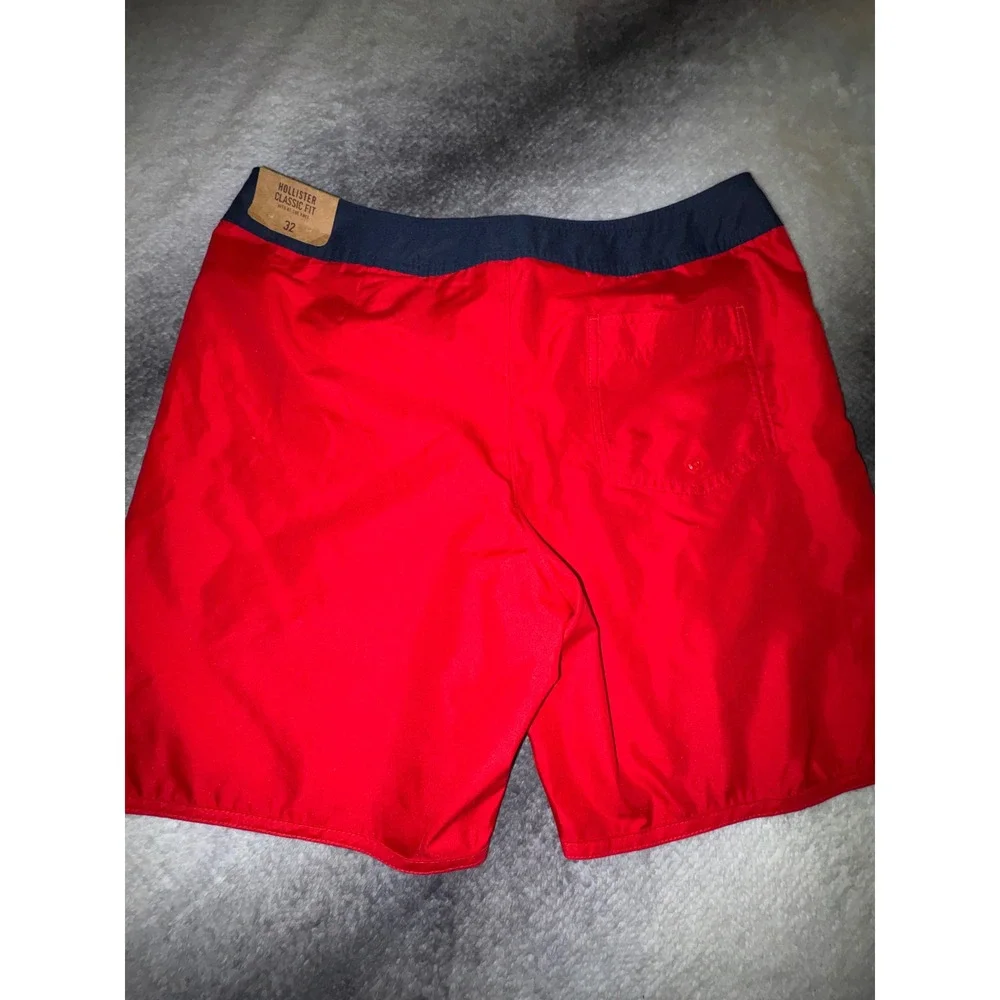 (A2) Hollister Classic Fit Board Shorts Mens 32 Red Navy Swim Trunks NWT